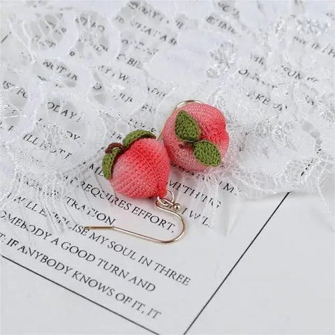 Onirr Handmade Micro Crochet Peach Earrings Short 2