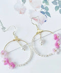 Onirr Handmade Micro Crochet Puff Flower Circle Earrings Hot Pink