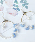 Onirr Handmade Micro Crochet Puff Flower Circle Earrings Light Sky Blue