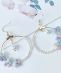 Onirr Handmade Micro Crochet Puff Flower Circle Earrings Macaron