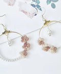 Onirr Handmade Micro Crochet Puff Flower Circle Earrings Tan