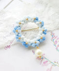 Onirr Handmade Micro Crochet Puff Flower Gorgeous Brooch Light Sky Blue