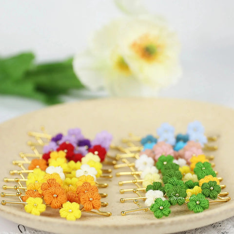 Onirr Handmade Micro Crochet Puff Flower Hairpin