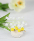 Onirr Handmade Micro Crochet Puff Flower Hairpin Yellow