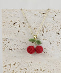 Onirr Handmade Micro Crochet Red Cherry Necklace 1