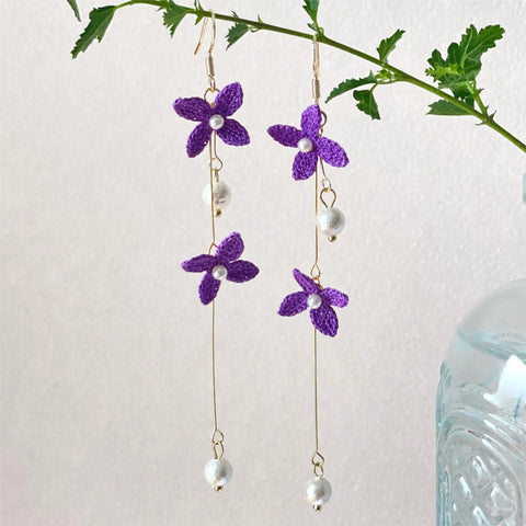 Onirr Handmade Micro Crochet Solid Forsythia Earrings Dark Violet