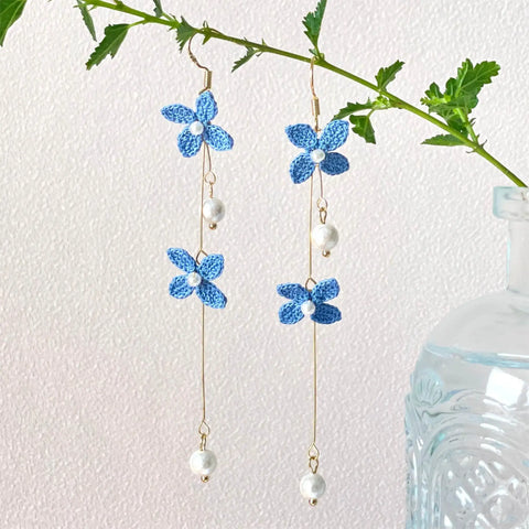 Onirr Handmade Micro Crochet Solid Forsythia Earrings Deep Sky Blue