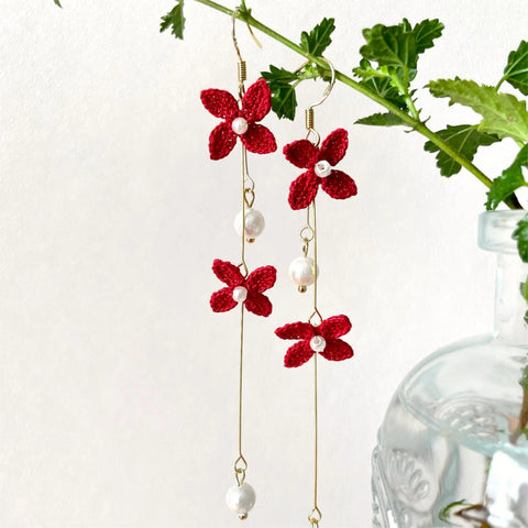 Onirr Handmade Micro Crochet Solid Forsythia Earrings Fire Brick