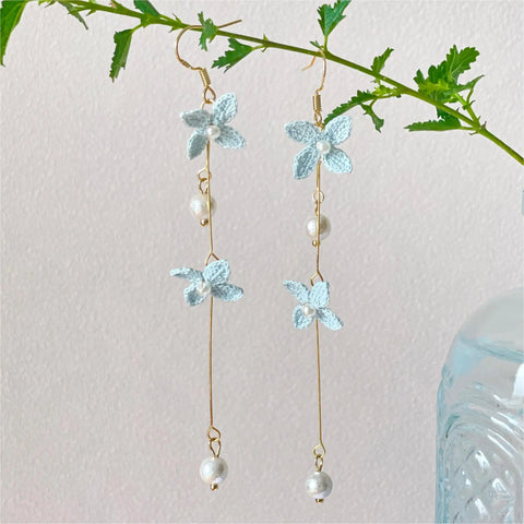 Onirr Handmade Micro Crochet Solid Forsythia Earrings Light Cyan