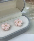 Onirr Handmade Micro Crochet Solid Puff Flower Earrings Lavender Blush