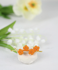 Onirr Handmade Micro Crochet Solid Puff Flower Hairpin Dark Orange