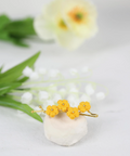 Onirr Handmade Micro Crochet Solid Puff Flower Hairpin Gold