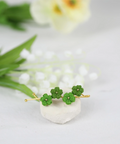 Onirr Handmade Micro Crochet Solid Puff Flower Hairpin Green