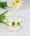 Onirr Handmade Micro Crochet Solid Puff Flower Hairpin Green and Corn silk