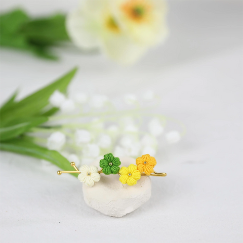 Onirr Handmade Micro Crochet Solid Puff Flower Hairpin Mix 1