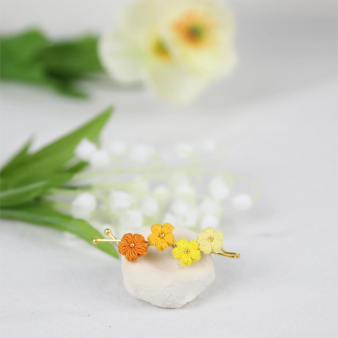 Onirr Handmade Micro Crochet Solid Puff Flower Hairpin Mix 2