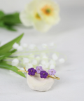Onirr Handmade Micro Crochet Solid Puff Flower Hairpin Plum and Purple