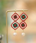Onirr Handmade Micro Crochet Square Earrings Symmetry