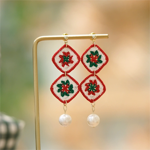 Onirr Handmade Micro Crochet Square Earrings Symmetry