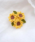 Onirr Handmade Micro Crochet Sunflower Brooch Gold