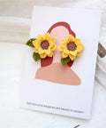 Onirr Handmade Micro Crochet Sunflower Earrings Gold