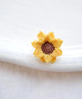 Onirr Handmade Micro Crochet Sunflower Ring Gold