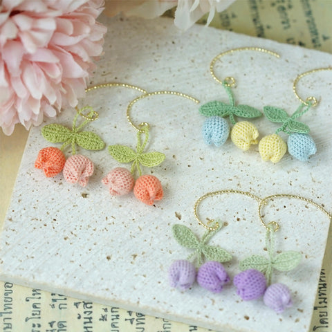 Onirr Handmade Micro Crochet Tulip Earrings 1