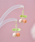 Onirr Handmade Micro Crochet Tulip Earrings Light Salmon