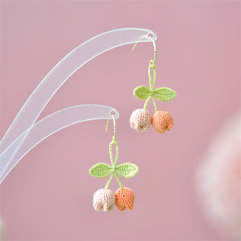Onirr Handmade Micro Crochet Tulip Earrings Light Salmon