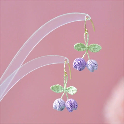 Onirr Handmade Micro Crochet Tulip Earrings Medium Purple