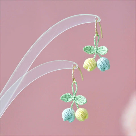Onirr Handmade Micro Crochet Tulip Earrings Pale Turquoise