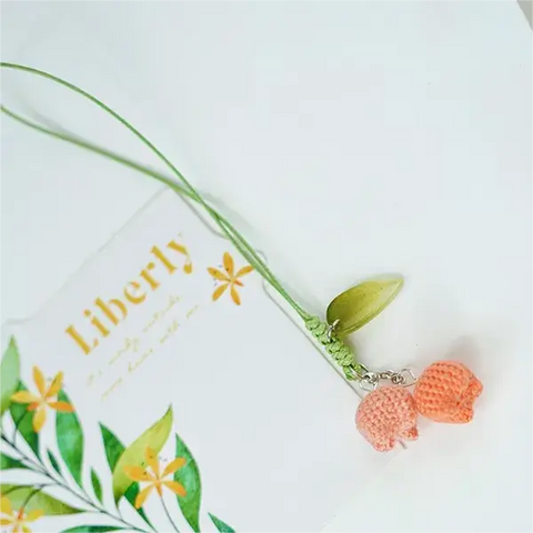 Onirr Handmade Micro Crochet Tulip Keychain Light Salmon