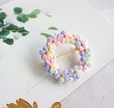Onirr Handcraft Micro Crochet Puff Flower Gorgeous Brooch